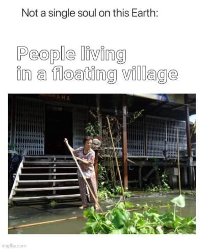 Thailand Travel Meme, and old lady cleaning in front of her house